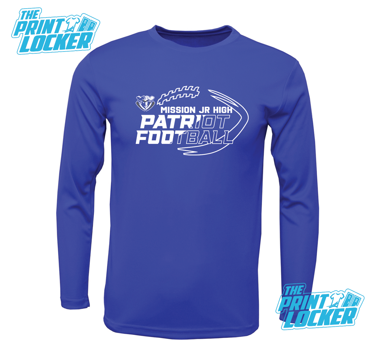 NEW! Mission Jr High Patriots 2025 Football Drifit Long Sleeve