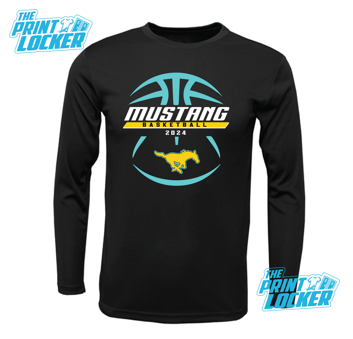 Mustangs Basketball Design Drifit Long Sleeve