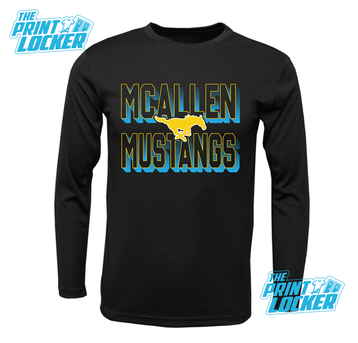 Mustangs Halftone Design Drifit Long Sleeve