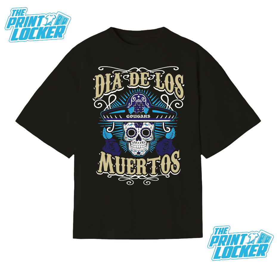 Oversized Día de Muertos Cougars Graphic Tee