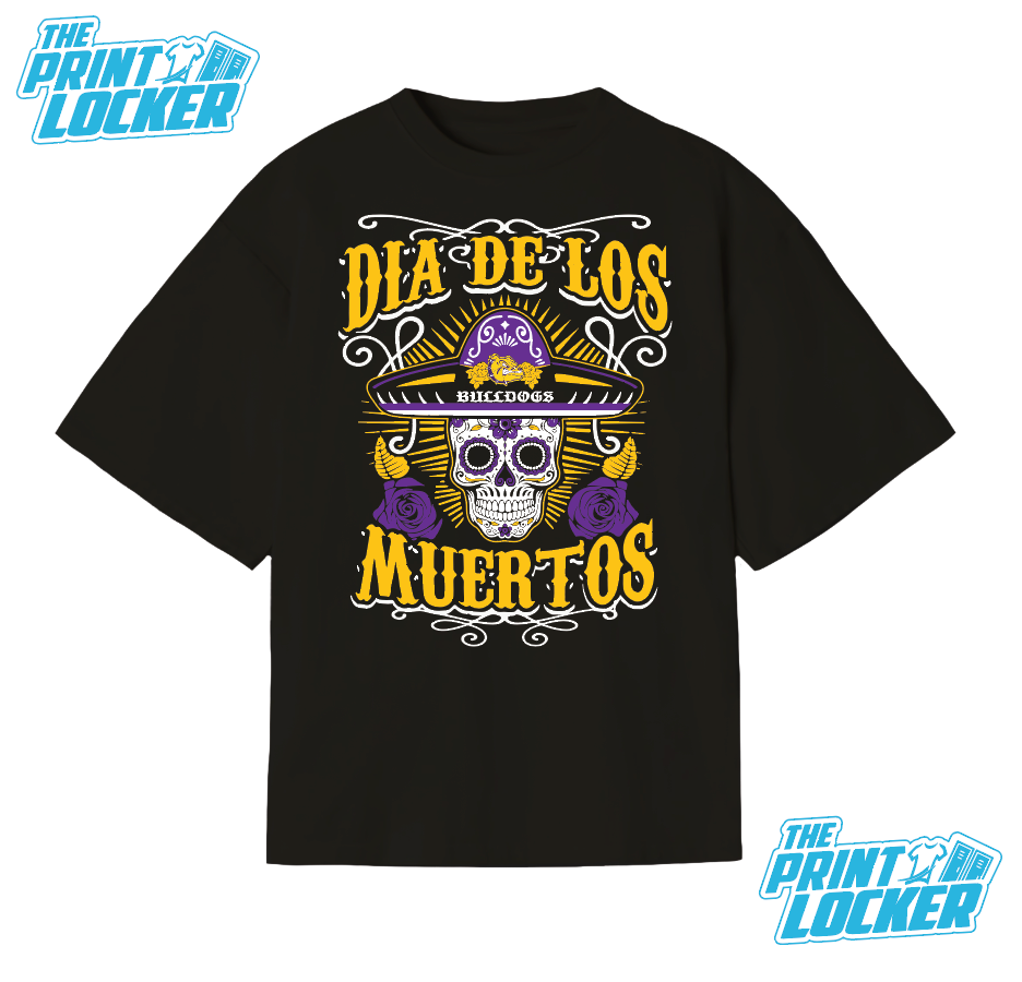 Oversized Día de Muertos Bulldogs Graphic Tee