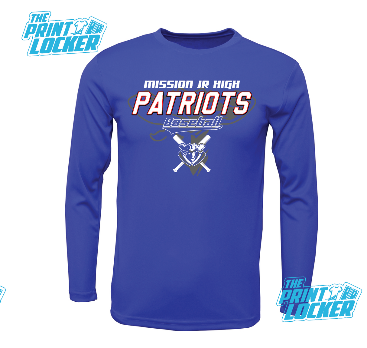 Mission Jr High Patriots Baseball Drifit Long Sleeve